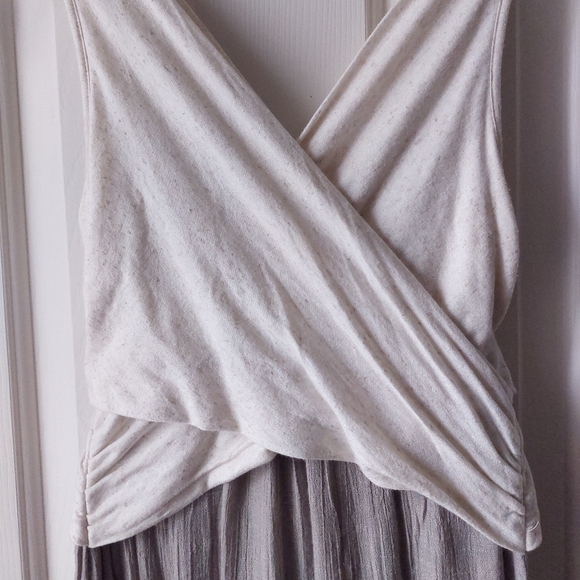 Anthropologie AMADI -"Lola" Dress Cream & Gray Sleeveless Crossfront Dress - Picture 3 of 9